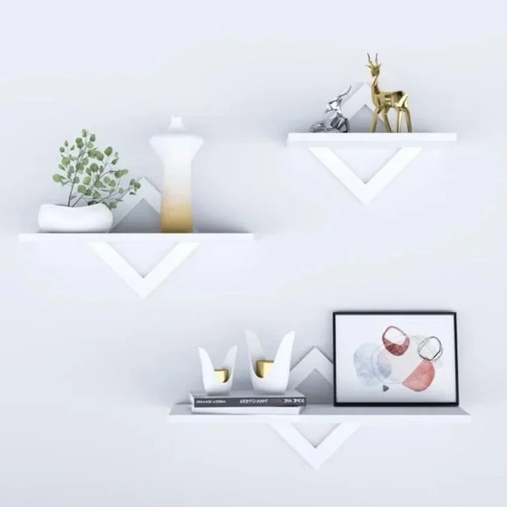 Wall Shelves Set of 3, Wall Mounted Shelves - White